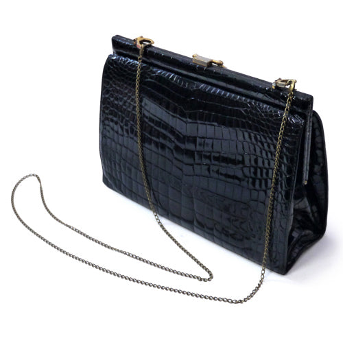 OLD Gucci　60s最高級クロコダイルバッグ（黒）