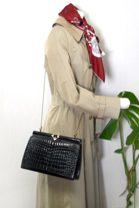 OLD Gucci　60s最高級クロコダイルバッグ（黒）