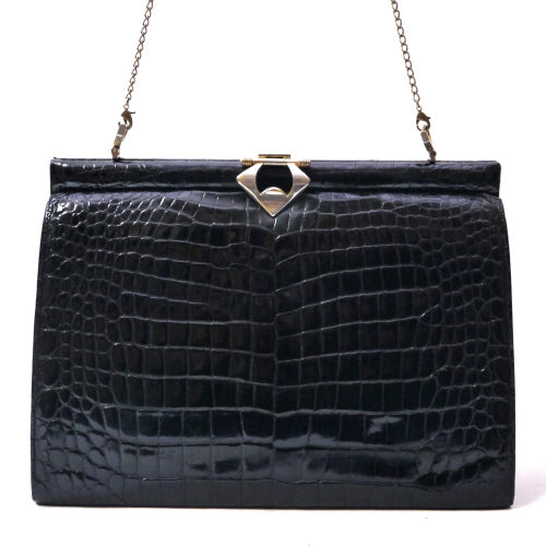 OLD Gucci　60s最高級クロコダイルバッグ（黒）