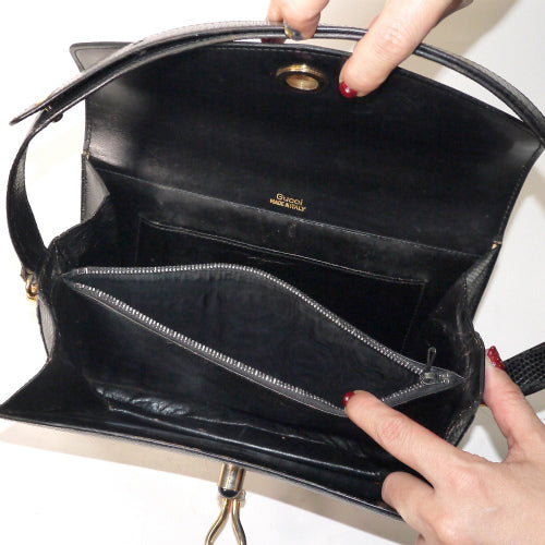 OLD Gucci  60s!ラピスラズリ/リザード お宝バッグ（黒）