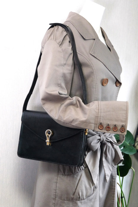 OLD Gucci  60s!ラピスラズリ/リザード お宝バッグ（黒）