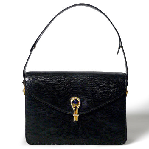 OLD Gucci  60s!ラピスラズリ/リザード お宝バッグ（黒）