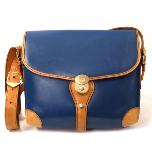 OLD Gucci <訳あり>ツートーン総革ショルダー（青）