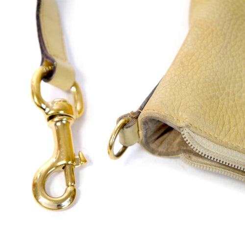 OLD Gucci 型押しレザー半円バッグ（イエローベージュ）