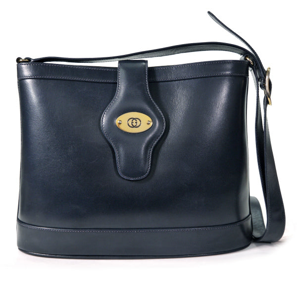 OLD Gucci 総革バケツ型ショルダー（濃紺）