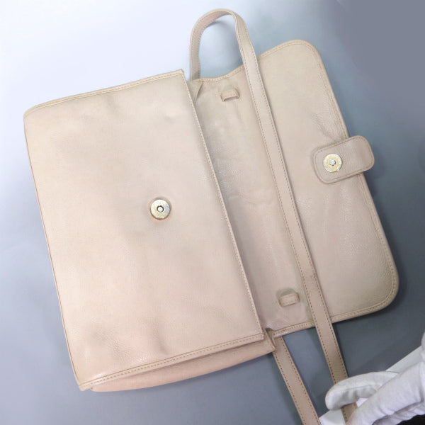 OLD Gucci 型押しレザー2WAYバッグ（ミルクティ）