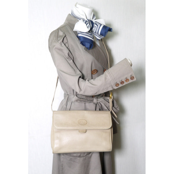 OLD Gucci 型押しレザー2WAYバッグ（ミルクティ）