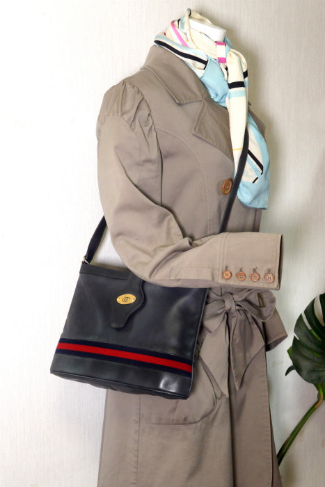 OLD Gucci 総皮バケツ型ショルダー（濃紺）