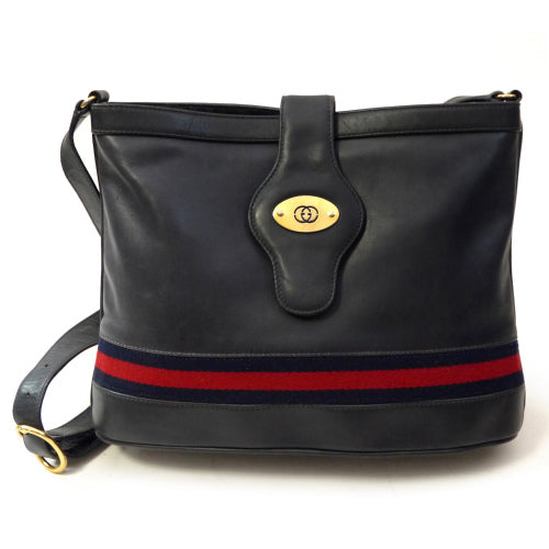 OLD Gucci 総皮バケツ型ショルダー（濃紺）