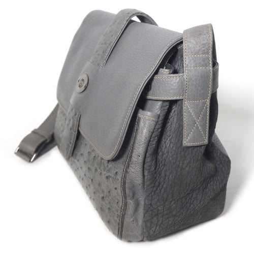 OLD Gucci レア！オーストリッチ×シャーク総皮ショルダー（グレー）