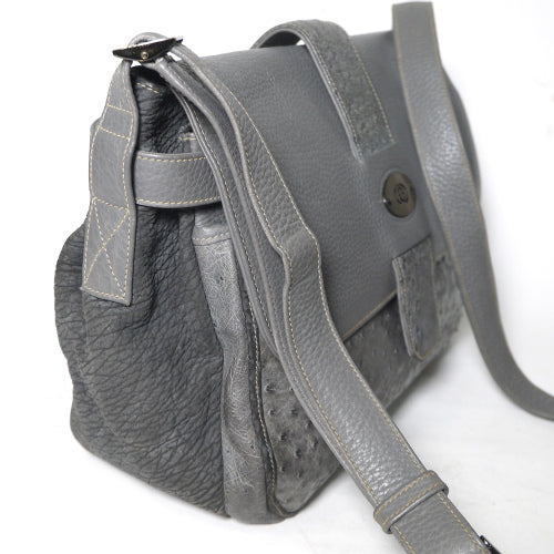 OLD Gucci レア！オーストリッチ×シャーク総皮ショルダー（グレー）