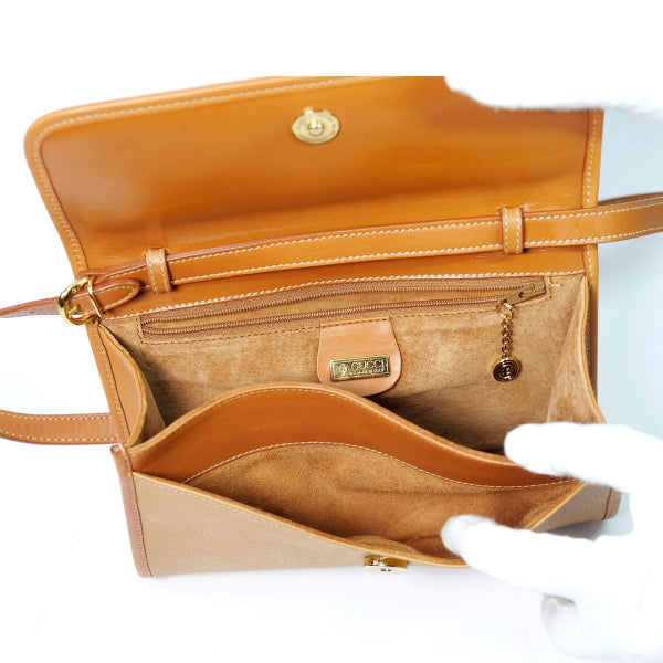 OLD Gucci 2WAY型押しレザー ミニバッグ（キャメル）