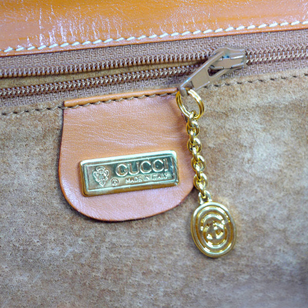 OLD Gucci 2WAY型押しレザー ミニバッグ（キャメル）