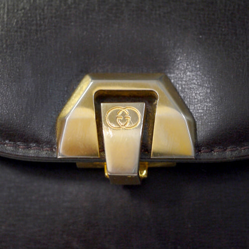 OLD Gucci　リザード×総革ショルダー (濃茶)