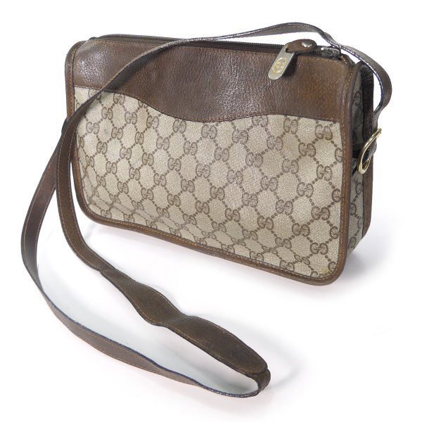 OLD Gucci ７0s筆記体ロゴ金具ショルダ−（茶）