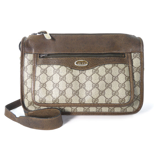 OLD Gucci ７0s筆記体ロゴ金具ショルダ−（茶）