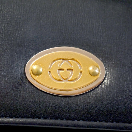 OLD Gucci　黒総革3層式ハンドバッグ（黒）