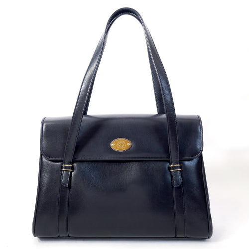 OLD Gucci　黒総革3層式ハンドバッグ（黒）