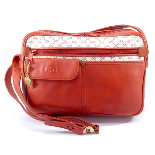 OLD Gucci フロントポケットショルダー（マイクロGG　赤)
