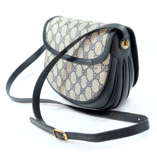 OLD Gucci70s!筆記体ロゴ シェルポシェット(青)