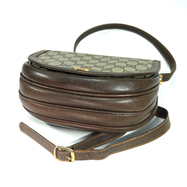OLD Gucci 70s!筆記体ロゴ シェルポシェット(茶)