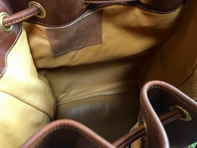 OLD Gucci 大型巾着ショルダー（総革・茶）