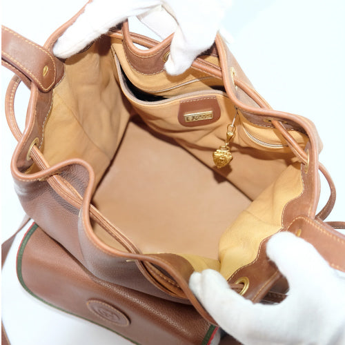 OLD Gucci 大型巾着ショルダー（総革・茶）