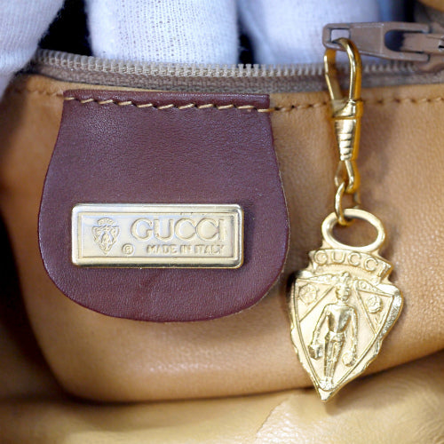 OLD Gucci 大型巾着ショルダー（総革・茶）