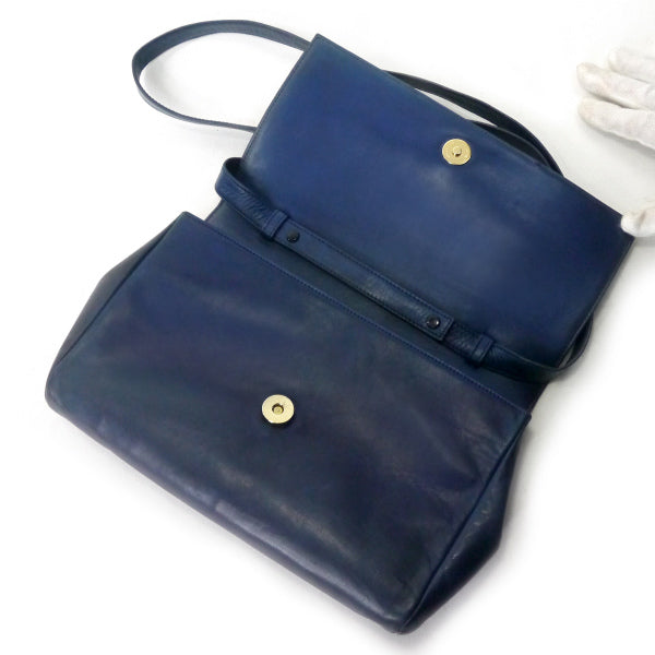 OLD Gucci パイソン×ラムスキン異素材コンビショルダー（紺）