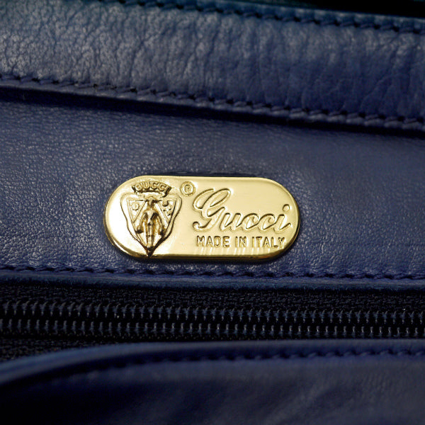 OLD Gucci パイソン×ラムスキン異素材コンビショルダー（紺）