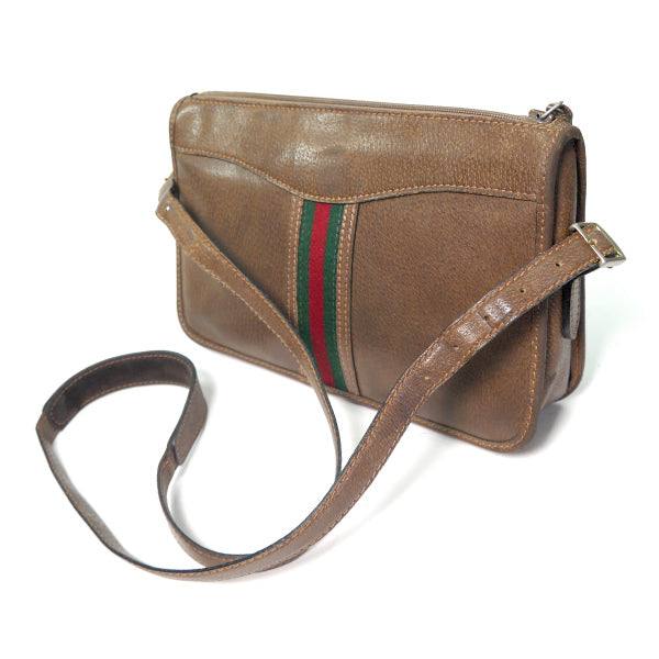 OLD Gucci 筆記体シェリー総革2WAYショルダ−（茶）