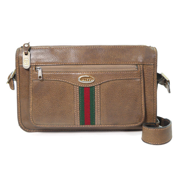 OLD Gucci 筆記体シェリー総革2WAYショルダ−（茶）