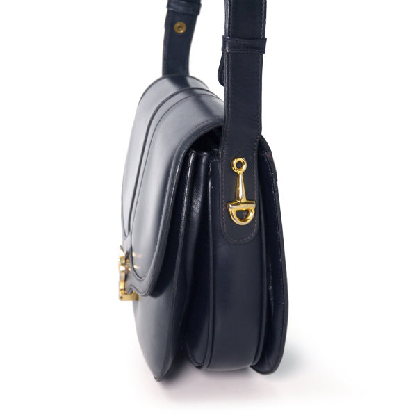 OLD Gucci　サイドビット総革半円ショルダー (黒)