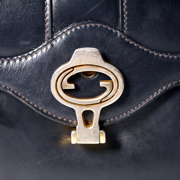 OLD Gucci　サイドビット総革半円ショルダー (黒)