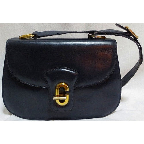 OLD Gucci 濃紺Ｇ金具総革ショルダー