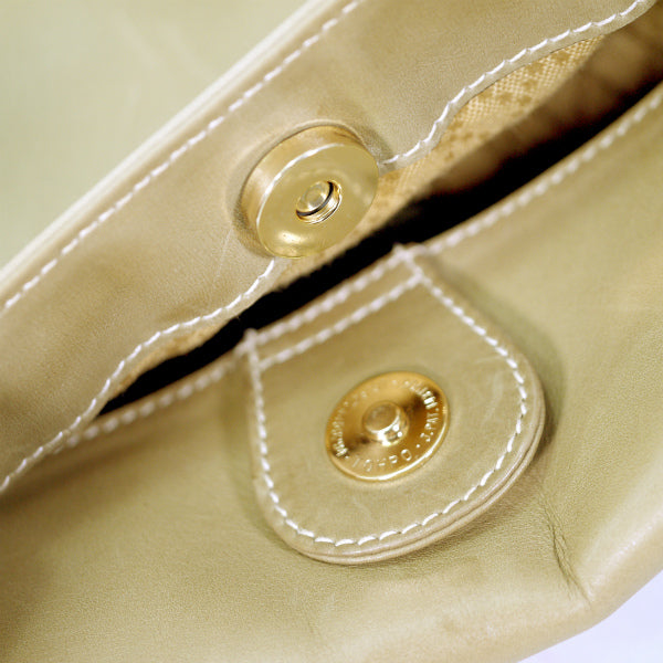 OLD Gucci　ゴールドビット総革半円ショルダー （オリーブ）