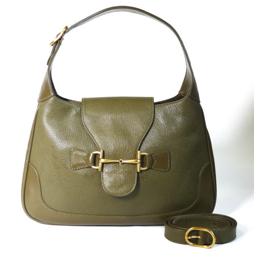 OLD Gucci 　2wayホースビット総皮ショルダー(カーキ）