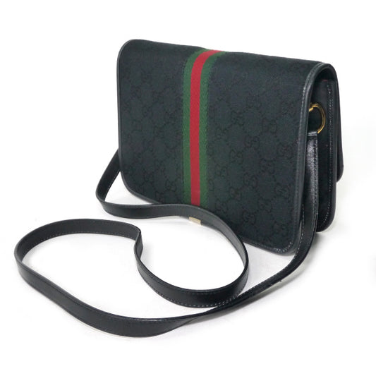 OLD Gucci シェリーGG柄キャンバスショルダー（黒）