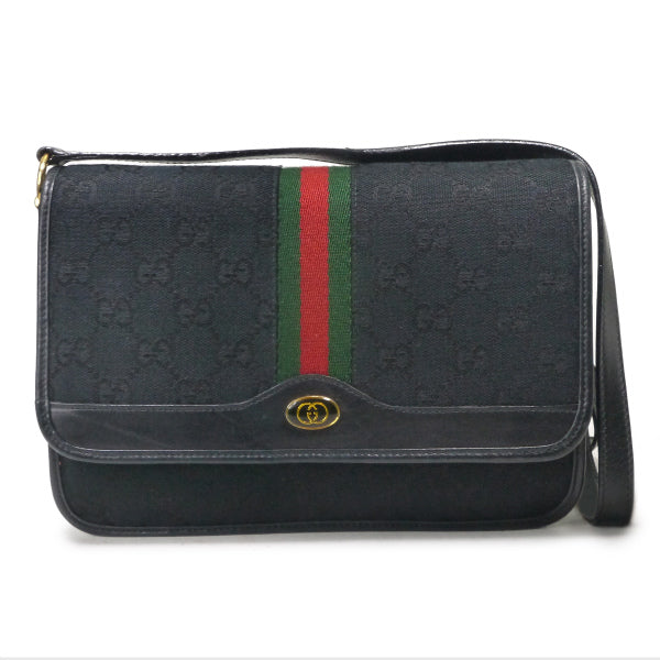 OLD Gucci シェリーGG柄キャンバスショルダー（黒）