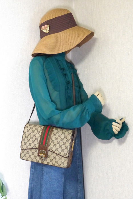 OLD Gucci 茶　縦シェリーショルダー
