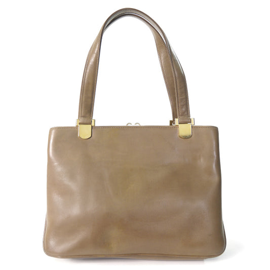 OLD Gucci　総革がま口 ハンドバッグ（ミルクティー）