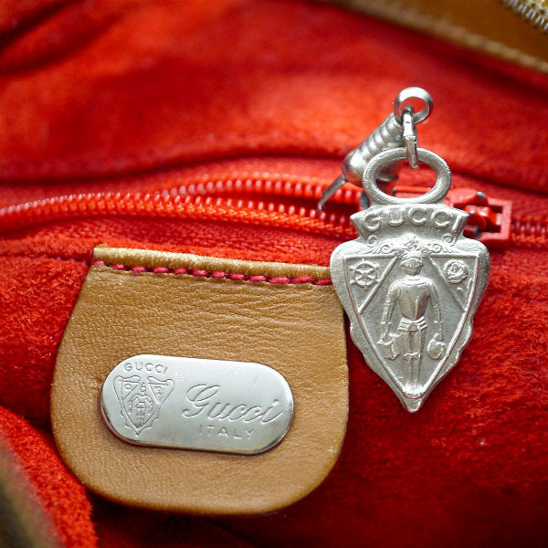 OLD Gucci バイカラー総革ポシェット（赤×キャメル）