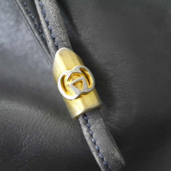 OLD Gucci デザインライン巾着ショルダー（グレー）