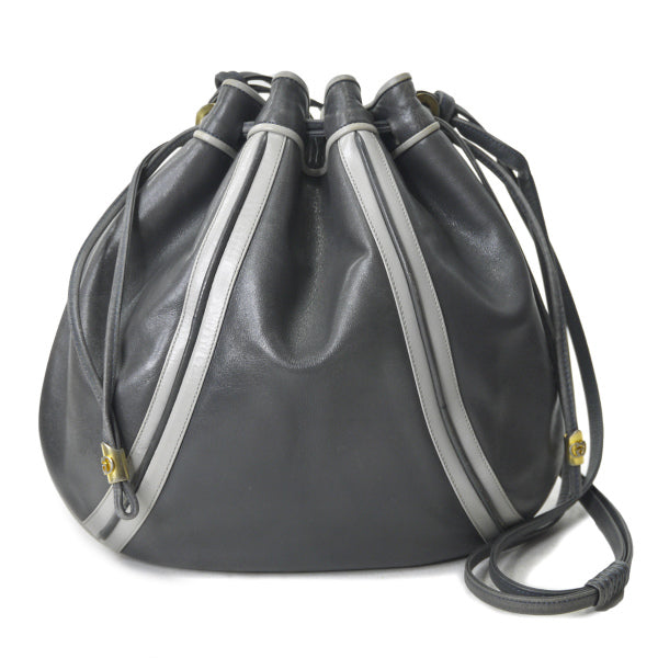 OLD Gucci デザインライン巾着ショルダー（グレー）