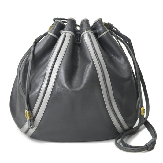 OLD Gucci デザインライン巾着ショルダー（グレー）