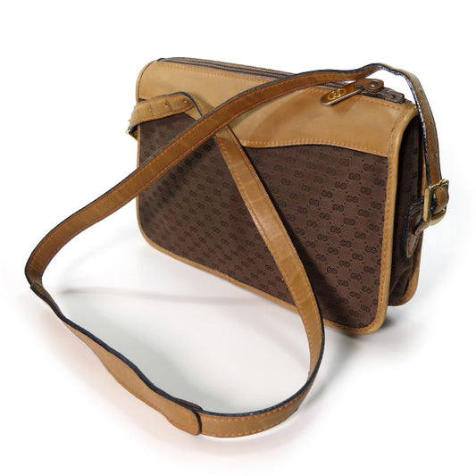 OLD Gucci 筆記体ロゴ金具 マイクロGGショルダー（茶）
