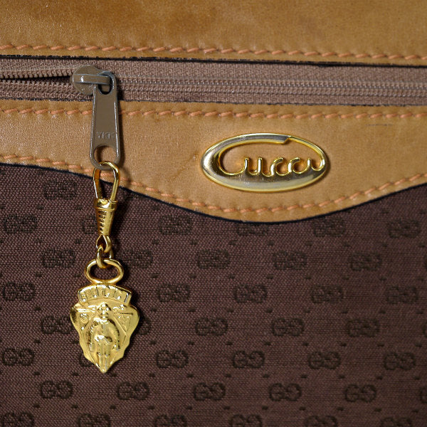 OLD Gucci 筆記体ロゴ金具 マイクロGGショルダー（茶）