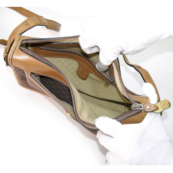 OLD Gucci 筆記体ロゴ金具 マイクロGGショルダー（茶）