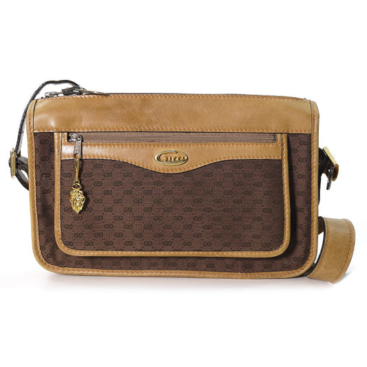 OLD Gucci 筆記体ロゴ金具 マイクロGGショルダー（茶）