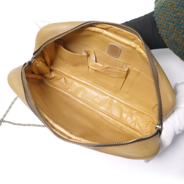 OLD Gucci チェーンクラッチ横長ショルダー(キャメル）